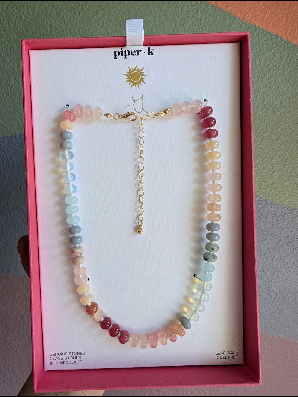 piper•k Multicolor Beaded Gemstone Necklace - Pastel Mix NIB